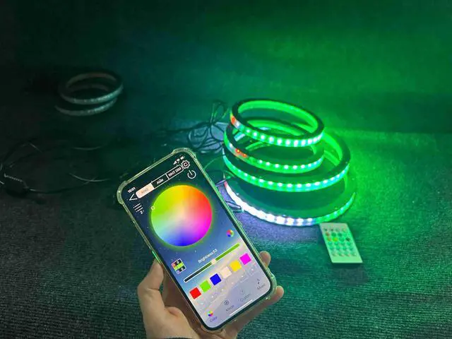 Alt view image 4 of 6 - 4PCS 12" Dream Color Chasing Flow Illuminated LED Speaker Rings Lights Set with 1/2" Spacer, for Boat, Car, Truck and Slingshot Audio Speaker Rings Lights