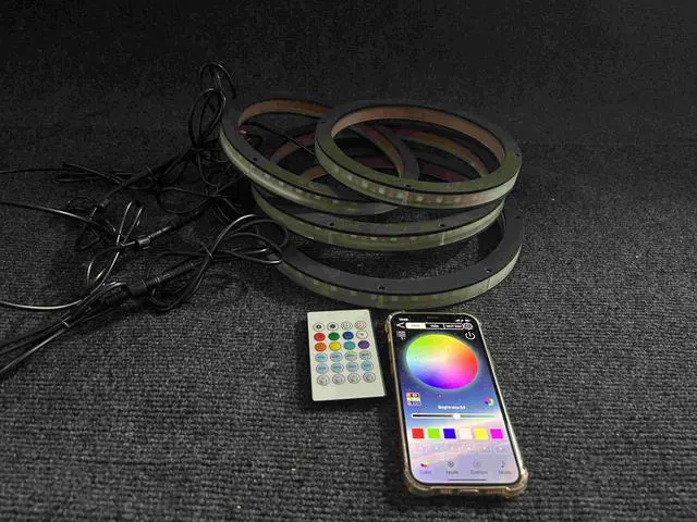 Alt view image 6 of 6 - 4PCS 12" Dream Color Chasing Flow Illuminated LED Speaker Rings Lights Set with 1/2" Spacer, for Boat, Car, Truck and Slingshot Audio Speaker Rings Lights