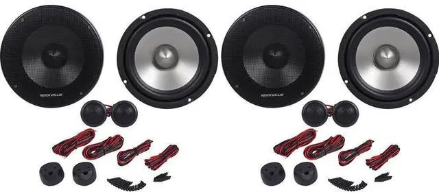 Main image of RVL6KIT 6.5" Component Car Audio Speakers, Aluminum Cone, 2-Pack | 800W Peak / 200W RMS, Silk Dome Tweeter, Neodymium, Crossover with EQ Control, Butyl Rubber Surround, 4 Ohm, Grills/Hardware