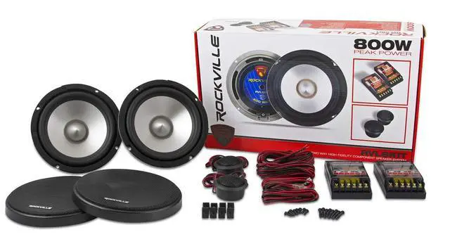 Alt view image 2 of 7 - RVL6KIT 6.5" Component Car Audio Speakers, Aluminum Cone, 2-Pack | 800W Peak / 200W RMS, Silk Dome Tweeter, Neodymium, Crossover with EQ Control, Butyl Rubber Surround, 4 Ohm, Grills/Hardware