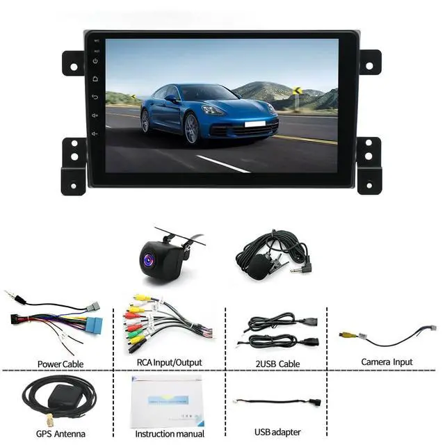 Alt view image 6 of 7 - 4G+64G - Double Din Car Stereo Radio for Suzuki Grand Vitara 2005-2015 | 9" IPS Touchscreen Head Unit Car Audio Receiver w/Carplay Android Auto,GPS,Bluetooth,WiFi,FM,SWC,AUX-in +AHD Backup Camera