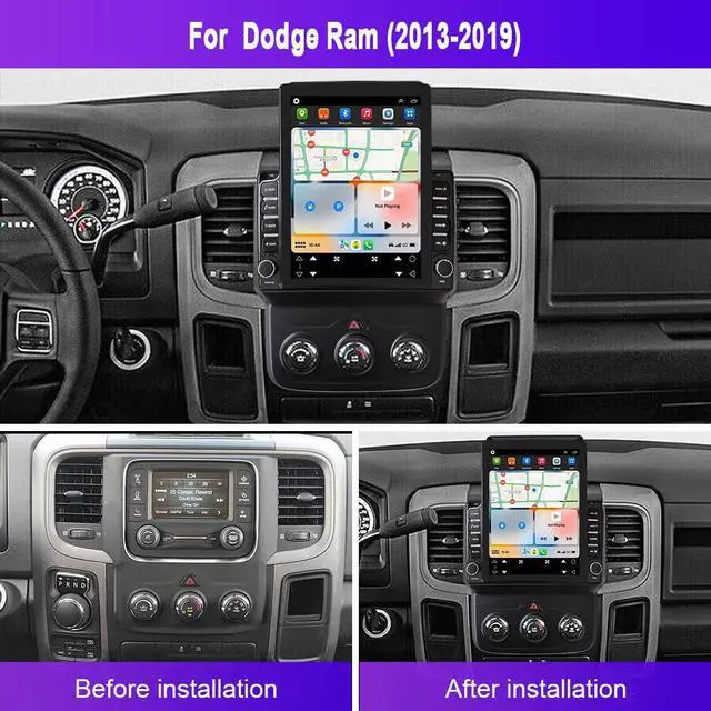 Alt view image 2 of 7 - Car Radio Stereo for Dodge Ram 1500 3500 2013-2018 Support Wireless | with CarPlay Android Auto, 9.7in Touch Screen Stereo with Bluetooth WiFi, Backup Camera