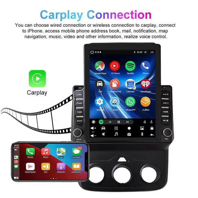 Alt view image 4 of 7 - Car Radio Stereo for Dodge Ram 1500 3500 2013-2018 Support Wireless | with CarPlay Android Auto, 9.7in Touch Screen Stereo with Bluetooth WiFi, Backup Camera
