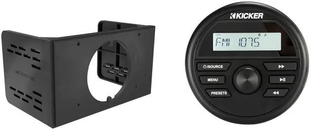 Main image of 46KMC2 Media Center + SPXDDASH Double-Din Kit Bundle | Weather-resistant gauge-style media center with Bluetooth and SPXDDASH double-Din dash kit