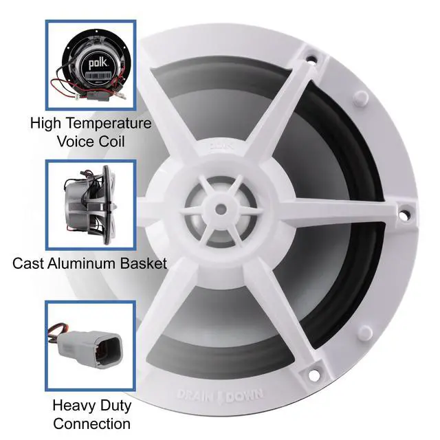Alt view image 2 of 6 - RV 6" Coaxial Water-Resistant Speaker Indoor/Outdoor with RGB LED Lighting (2, White)