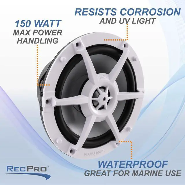 Alt view image 3 of 6 - RV 6" Coaxial Water-Resistant Speaker Indoor/Outdoor with RGB LED Lighting (2, White)