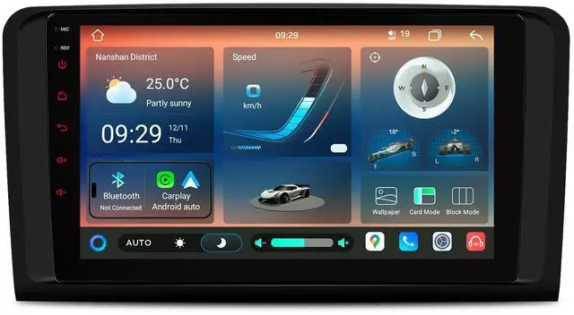 Main image of 9" Android Car Stereo for MercedesBenz MLClass W164 GLClass X164 | Android 14, QLED IPS, OctaCore 8+128GB, Dual Bluetooth, Wireless CarPlay & Android Auto, DSP, GPS Navigation, Global 4G LTE