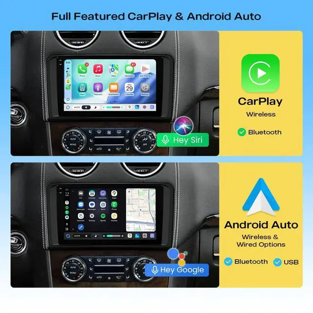 Alt view image 6 of 6 - 9" Android Car Stereo for MercedesBenz MLClass W164 GLClass X164 | Android 14, QLED IPS, OctaCore 8+128GB, Dual Bluetooth, Wireless CarPlay & Android Auto, DSP, GPS Navigation, Global 4G LTE