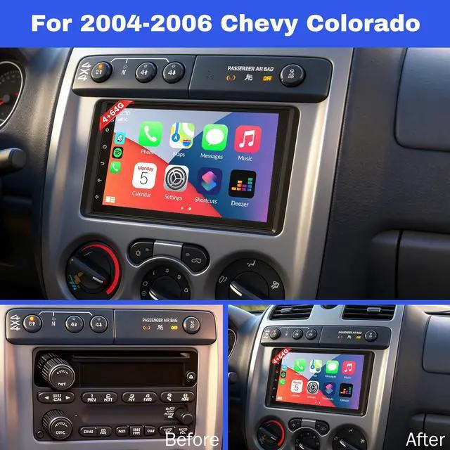 Alt view image 2 of 7 - 7" Android 13 Car Stereo Radio for 2004-2006 Chevy Colorado | with Wireless CarPlay & Android Auto, Touch Carplay Screen for Car, Bluetooth/WiFi/GPS/FM/RDS/SWC/Backup Camera/Mic 4+64G
