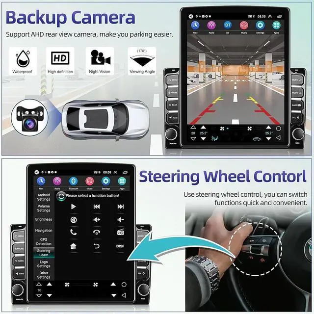 Alt view image 7 of 7 - 9.7 inch Car Radio for Chevy Impala 2014-2020 Head Unit, 2+32G Android 14 Touch Screen Upgarde Stereo for Chevy Colorado 2015-2022 with Wireless Carplay Android Auto GPS WiFi Back Up Camera SWC
