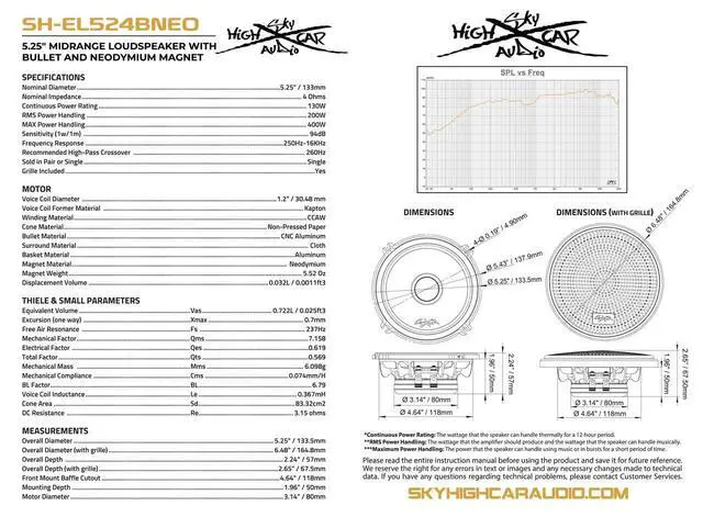 Alt view image 6 of 7 - SH-EL524BNEO 5.25" Neodymium Bullet Midrange Speaker