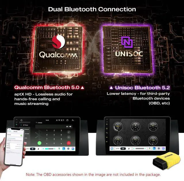 Alt view image 4 of 6 - 9" QLED Android14 Car Stereo for BMW X5 E53 19992006, 8+128GB | OctaCore 8GB+128GB,Dual Bluetooth,Wireless CarPlay & Android Auto,Builtin DSP,GPS Navigation,Global 4G LTE