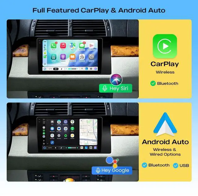Alt view image 5 of 6 - 9" QLED Android14 Car Stereo for BMW X5 E53 19992006, 8+128GB | OctaCore 8GB+128GB,Dual Bluetooth,Wireless CarPlay & Android Auto,Builtin DSP,GPS Navigation,Global 4G LTE