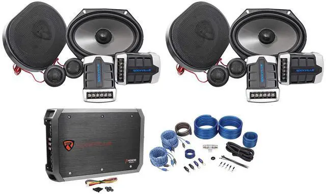 Main image of RV68.2C 6x8/5x7 Component Speakers 2-Pair Bundle with Amplifier | 900W Peak / 170W RMS per Pair, 4-Ohm, 2-Way Crossovers, RXA-F1 4-Channel Amp, 4 AWG Wire Kit, 6-Items