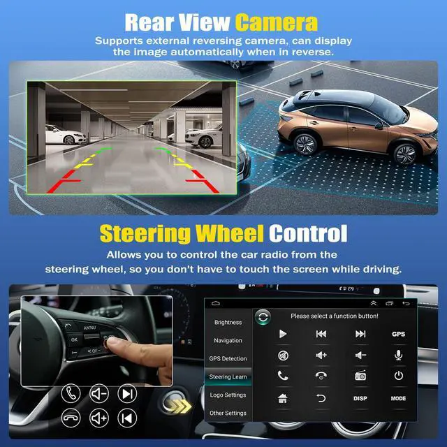 Alt view image 6 of 7 - 2+32G Double Din Android 14 Car Stereo for Toyota Camry 1997-2001 with Wireless CarPlay Android Auto, 9.7 Inch Touchscreen Display Radio Player Head Unit with GPS Navigation SWC Mirror Link Bluetooth