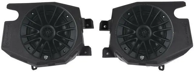 Main image of Bundle: Pair RM-PREMIUM-65 Black 6.5" 600w Marine Boat Speakers - Crisp Sound! Bundle with RockZR v2 2014-2023 Polaris RZR Front Kick Panel 6.5" Speaker Pods (2 Items)