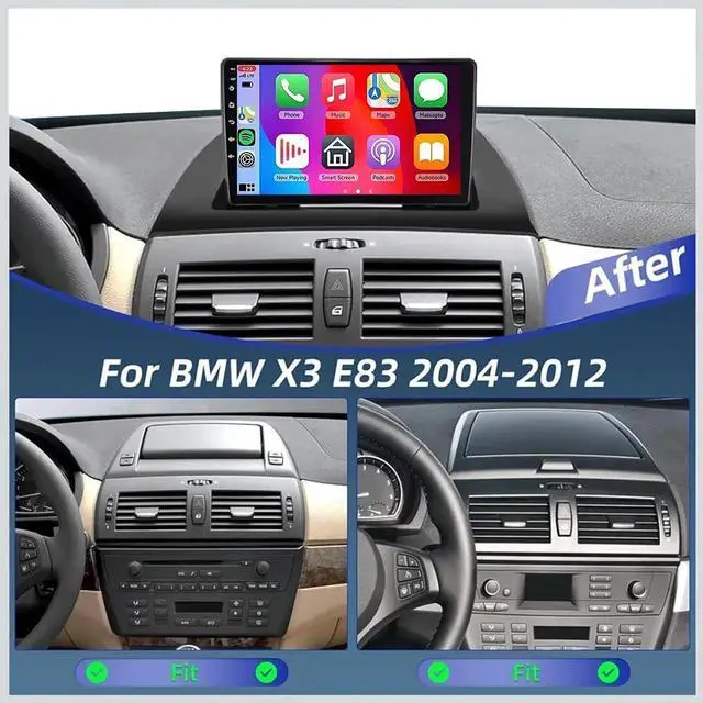 Alt view image 4 of 7 - 9 inch Android 14 Double Din Car Radio for BMW X3 E83 2004 2005-2012 with Wireless Carplay Android Auto Touchscreen Car Stereo GPS Navi Head Unit Bluetooth FM/RDS Mirror Link Backup Camera SWC 2+32G