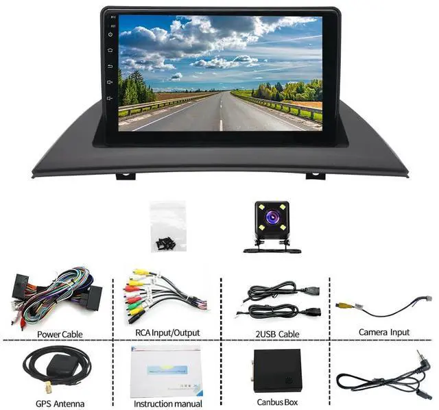 Alt view image 5 of 7 - 9 inch Android 14 Double Din Car Radio for BMW X3 E83 2004 2005-2012 with Wireless Carplay Android Auto Touchscreen Car Stereo GPS Navi Head Unit Bluetooth FM/RDS Mirror Link Backup Camera SWC 2+32G