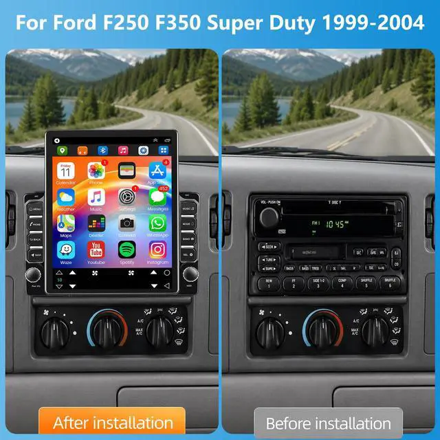Alt view image 2 of 7 - 9.7" Android 14 Car Radio Stereo for Ford F250 F350 Super Duty 1999-2004 | Double Din Head Unit Touch Screen Stereo with Wireless CarPlay & Android Auto, Bluetooth/WiFi/GPS/SWC/FM/Backup Camera 2+32G