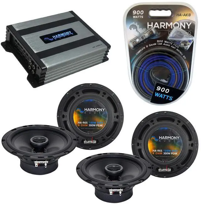 Main image of R65 6.5 Speakers Pair with Amp Fits Jeep Wrangler 2007-2017 | Rhythm Series 300 watt rating, JK amplifier bundle deal, A400.4 4-channel 800 watt power, OEM replacement fit