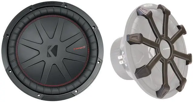 Main image of Kicker 48CWR124 COMPR12 Bundle: 12 in 1000-Watt Peak/500-Watt RMS DVC 4-Ohm Car Subwoofer, 43CWR12G 12 in Subwoofer Grille, 2-Items