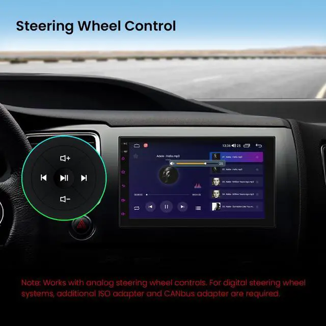 Alt view image 7 of 7 - Universal Double Din Car Stereo, 7IPS Touchscreen Head Unit with GPS Navigation, Built-in DSP, Bluetooth, Wireless CarPlay & Android Auto, 2GB RAM + 64GB Storage
