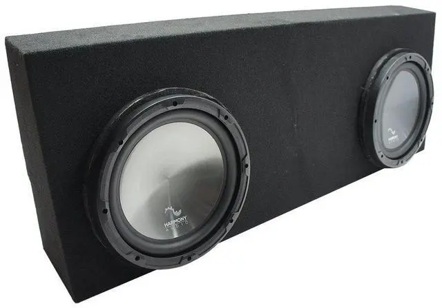 Main image of HA-R104 Loaded Dual 10" Sub Box Fits 2007-2013 Tundra CrewMax | Toyota subwoofer package, woofers pre-mounted, custom-angled enclosure, behind-seat install, truck bass upgrade, 10 inch size