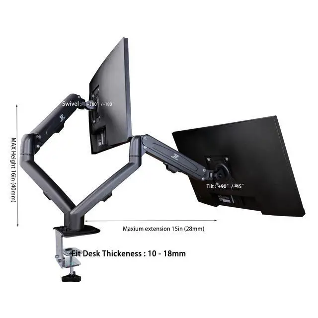 Alt view image 2 of 7 - 24" Vero V247Y Gbmix FHD IPS Monitor with 4 ms Response Time, Anti-Glare, Integrated Speakers, VESA Mount & Dockztorm Hub, Black (UM.QV7AA.G03) 2 Pack & ErgoFlexy Dual Monitor Mount