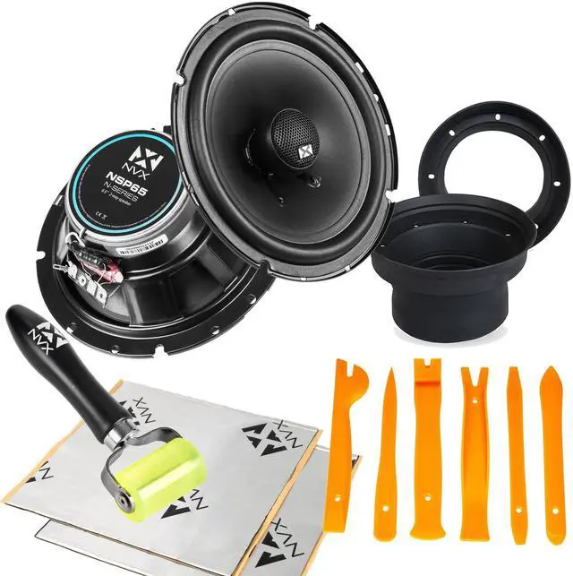 Main image of 540W Peak (180W RMS) 6.5" N-Series 2-Way Coaxial Speakers with 20mm Silk Dome Tweeters with Speaker Baffles, Sound Dampening, Roller, and Panel Removal Kit