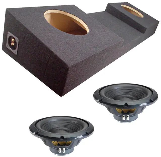 Main image of W12S4 Dual 12" Sealed Console Sub Box 500W RMS 4 Ohm Fits Trucks | Center cutout design, loaded subwoofer pair, tight enclosure bass, made for pickup cabs, simple wiring hookup, 12 inch size