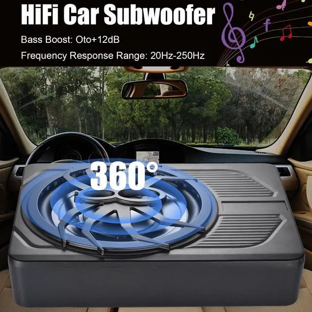 Alt view image 4 of 6 - 10" 800W Ultra-Slim Powered Car Subwoofer, Under Seat Design with Built-in Amp, Blue LED, Heat Dissipation & Powerful Bass for Car/Truck/SUV Audio