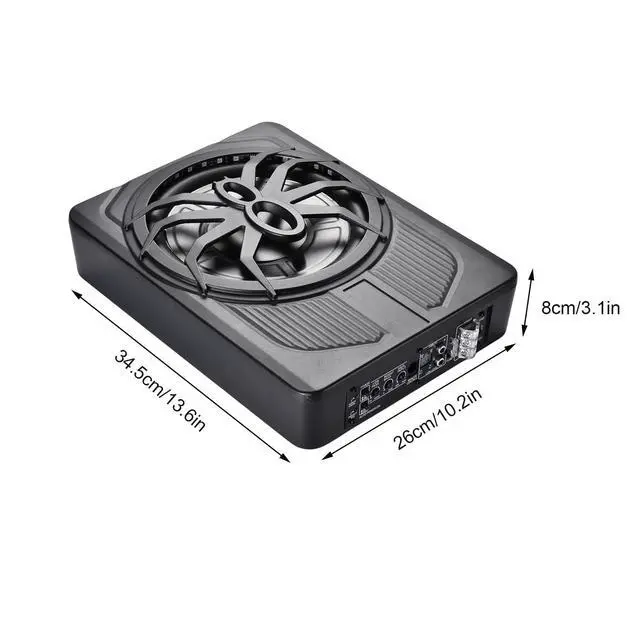 Alt view image 5 of 6 - 10" 800W Ultra-Slim Powered Car Subwoofer, Under Seat Design with Built-in Amp, Blue LED, Heat Dissipation & Powerful Bass for Car/Truck/SUV Audio