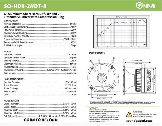 Alt view image 6 of 6 - SoundQubed SQ-HDX-2HDT-8/6 Aluminum Short Horn Diffuser with 2" Titanium Driver & Compression Ring