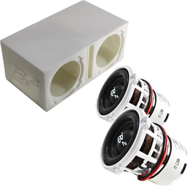 Main image of Dual Ported Subwoofer Box Enclosure w/2x Rampage RC2 2" Mini Subwoofers (B2-DUALVRC2-WT-PKG)