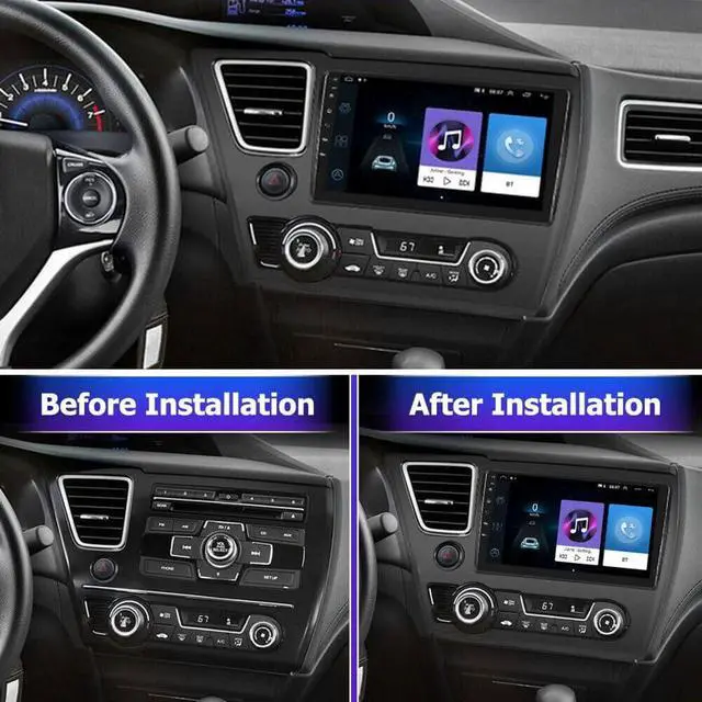 Alt view image 2 of 6 - Car Stereo for Honda Civic 2013-2017 Only US Version w/Wireless Carplay Android Auto, 9 Touch Screen Android 13 Double Din Car Audio Receiver GPS Navigation WiFi SWC BT Mirror Link Backup Camera