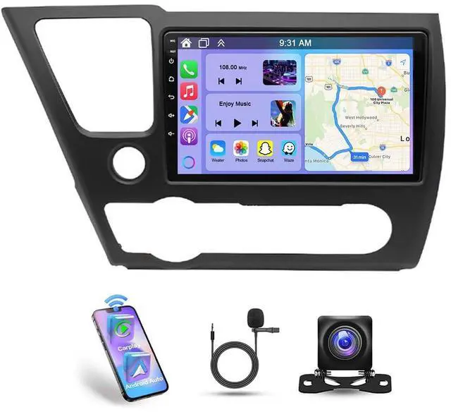 Main image of Car Stereo for Honda Civic 2013-2017 Only US Version w/Wireless Carplay Android Auto, 9 Touch Screen Android 13 Double Din Car Audio Receiver GPS Navigation WiFi SWC BT Mirror Link Backup Camera