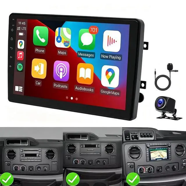 Alt view image 5 of 7 - 10"Double Din Car Radio for Ford F150 2004 2005 2006 2007 2008, 2+64G Touchscreen Car Radio Stereo for Ford E-350 Super Duty 2005-2019 Radio with Wireless Carplay Android Auto Bluetooth Backup Camera