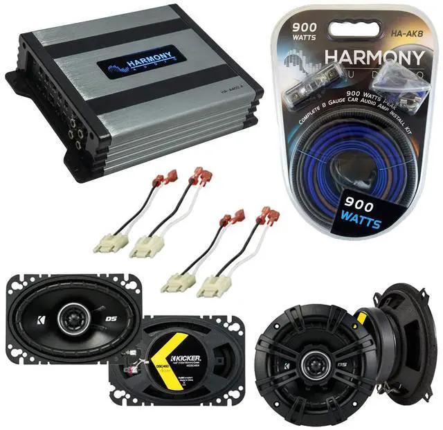 Main image of Compatible with Jeep Comanche Pickup 86-92 Speaker Replacement Kicker Bundle DSC5 DSC46 & Harmony HA-A400.4 Amp