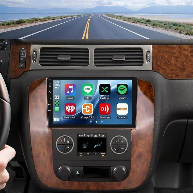 Main image of Car Radio for Chevrolet Tahoe/Suburban/Silverado LTZ 2007-2012 with Wireless Carplay/Android Auto, 9 Inch Touch Screen Stereo with GPS Navigation Bluetooth Backup Camera 2+32G