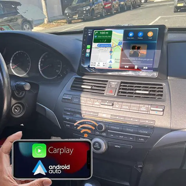 Alt view image 3 of 7 - 2G+32G Android Car Stereo for Honda Accord 8th 2008-2012 with Wireless Carplay and Android Auto, 10.1 IPS Inch Touch Screen Double Din Car Radio w/GPS Bluetooth WiFi FM RDS SWC Rear View Camera