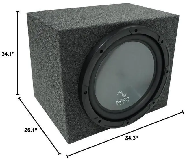 Alt view image 4 of 4 - Single 15 Inch Sealed Subwoofer Box Rearfire with R154 Sub | Tight accurate bass, compact loaded enclosure fits most trunks, carpeted finish, easy wiring, great starter package