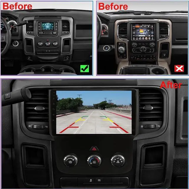 Alt view image 2 of 7 - CSC AUTO 8 Core 4G+64G Android 13 Stereo Radio for Dodge Ram 1500 2500 3500 (2013-2018) Manual AC 9 Inch IPS Display Built-in Wireless Carplay/Android Auto/DSP/4G LTE/WiFi