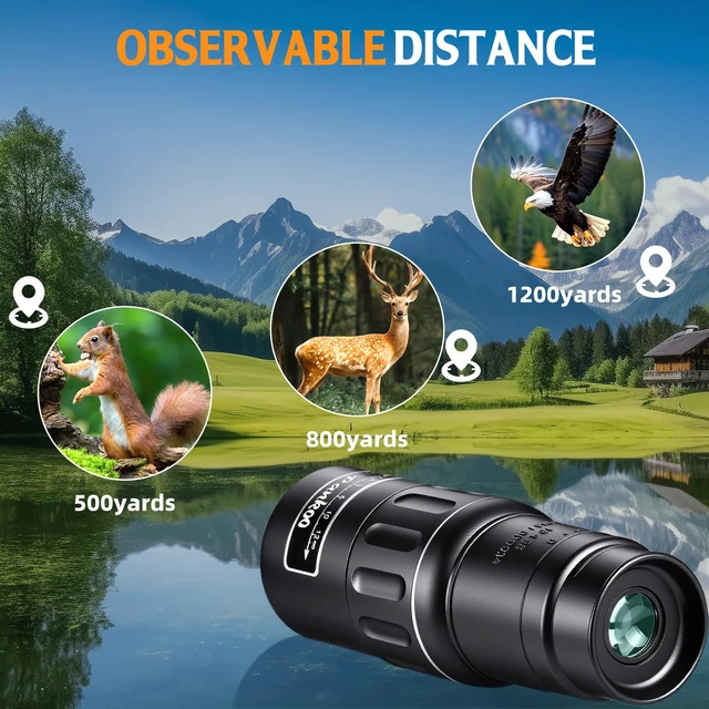 Alt view image 4 of 7 - 16X52 High Powered Monocular Telescope for Adults - Power Prism, Compact HD Scope, Perfect for Gifts, Hiking, Concert, Travelling & Bird Watching