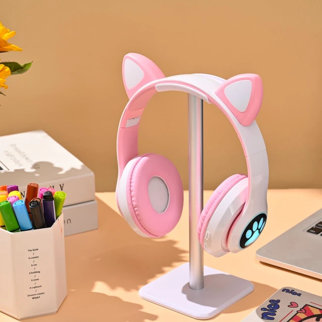 Alt view image 2 of 7 - Kids Bluetooth Headphones, Foldable Cat Ear Headphones with Mic Glowing RGB Cat Ears and Paws, 10-Hour Playtime, and Foldable Comfort Make This the Ultimate Gift for Girls