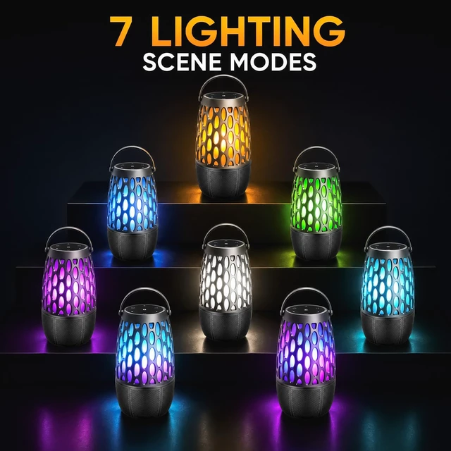 Alt view image 2 of 7 - Outdoor Bluetooth Speaker with Flame Lights with IPX6 Waterpoof,10W HD Stereo Sound, Bluetooth 5.3 Led Flame Speaker,Decorations for Party Garden Patio (1 Pack)