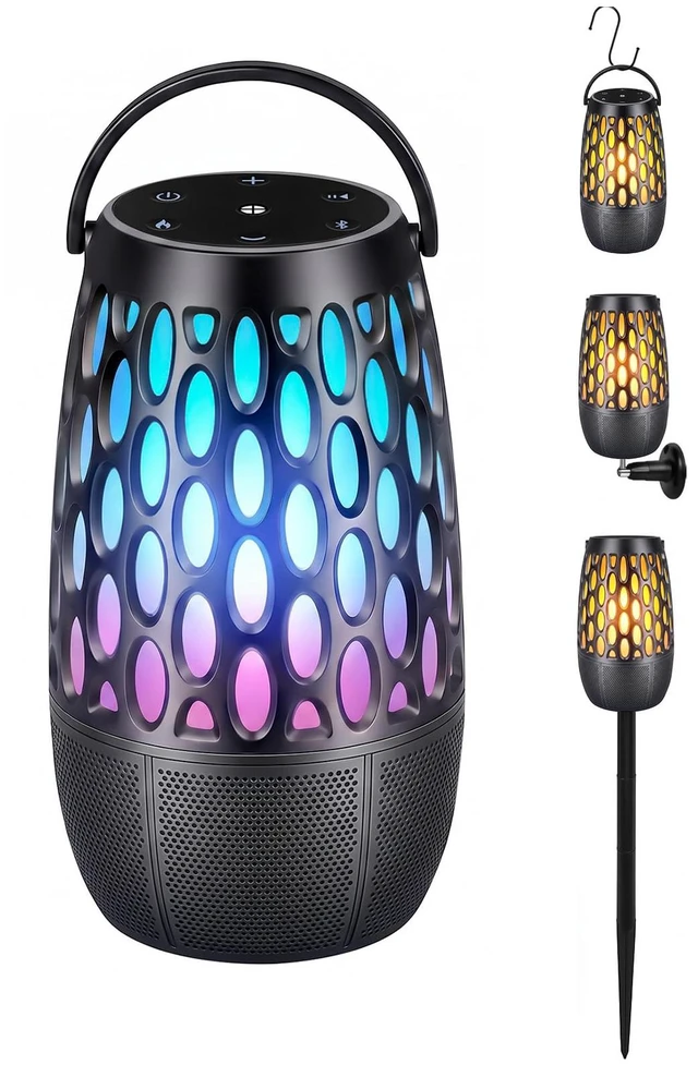 Main image of Outdoor Bluetooth Speaker with Flame Lights with IPX6 Waterpoof,10W HD Stereo Sound, Bluetooth 5.3 Led Flame Speaker,Decorations for Party Garden Patio (1 Pack)