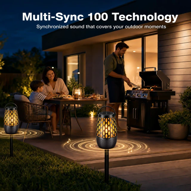 Alt view image 5 of 7 - Outdoor Bluetooth Speaker with Flame Lights with IPX6 Waterpoof,10W HD Stereo Sound, Bluetooth 5.3 Led Flame Speaker,Decorations for Party Garden Patio (1 Pack)