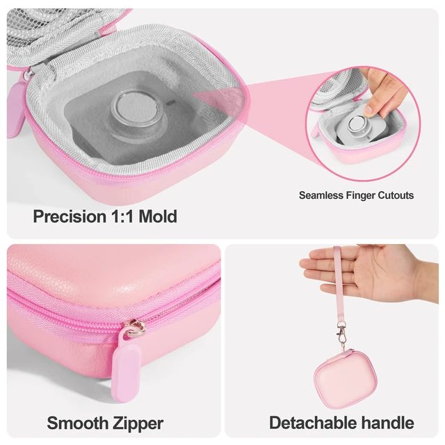 Alt view image 5 of 7 - Protective Travel Case for Oura Ring 5/Gen 4, Full Protection Pink Crush Resistant & Anti-Lost and Shock-proof Hard Case, Portable Bag organizer for Oura Ring, Charging Dock & Charging Cable
