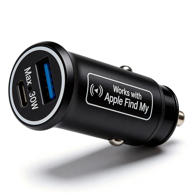 Main image of Bluetooth Item Finder Tag for Apple Find My & Google Find Hub, Magnetic 30W USB-C Car Charger Tracker, Super-Capacitor Backup Up to 25 Days, No Monthly Fee, Not Built-in GPS