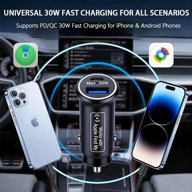 Alt view image 3 of 7 - Bluetooth Item Finder Tag for Apple Find My & Google Find Hub, Magnetic 30W USB-C Car Charger Tracker, Super-Capacitor Backup Up to 25 Days, No Monthly Fee, Not Built-in GPS